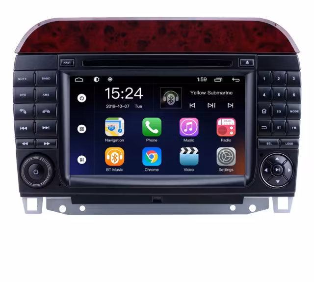 7" android 10,bilstereo  Mercedes S klass (1998----2005) gps,wifi, 32GB, blåtand, CarPlay