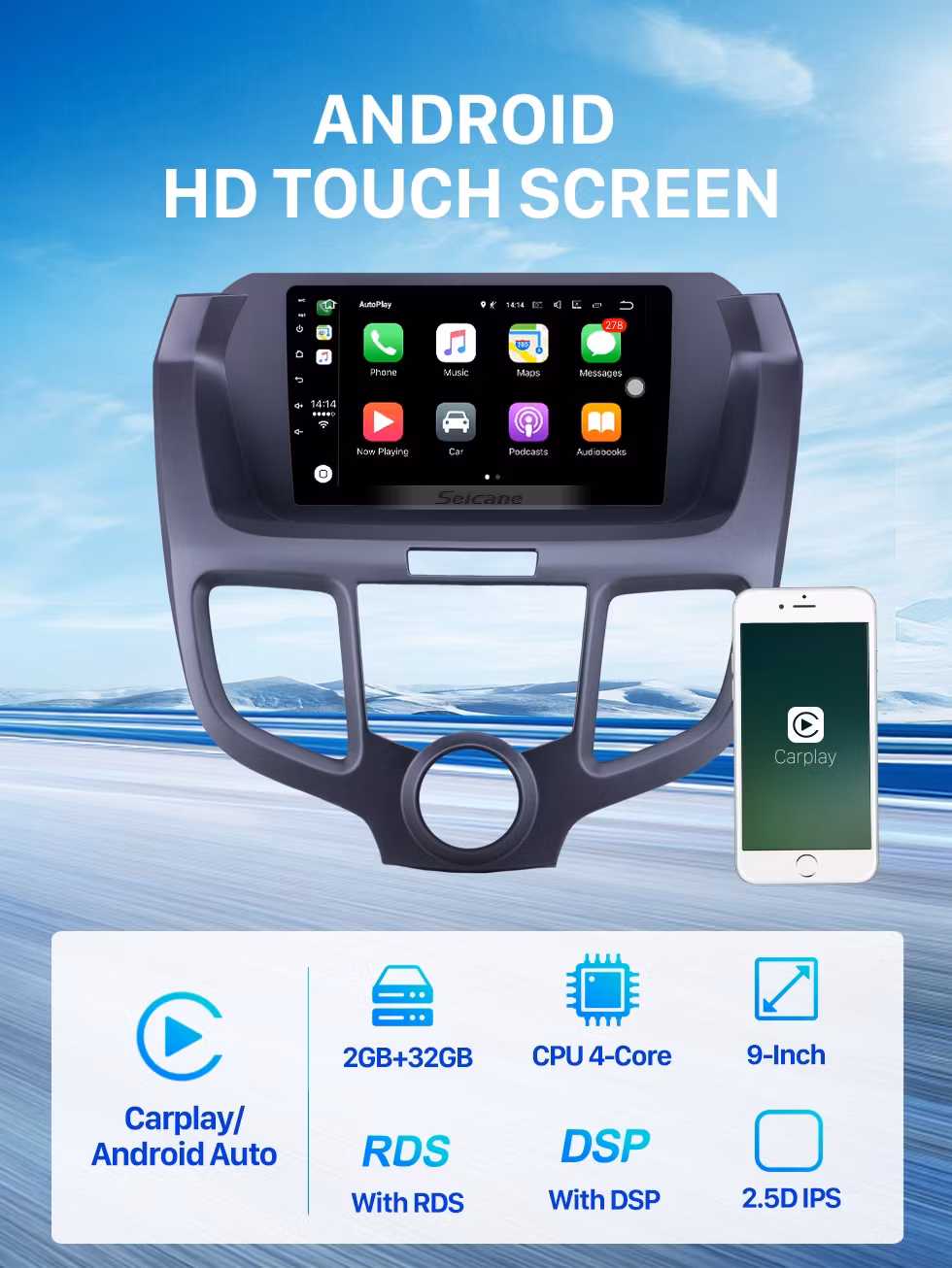 9"android 10 bilstereo Honda odysse(2004--2008) gps, wifi  ,32GB  carplay, blåtand