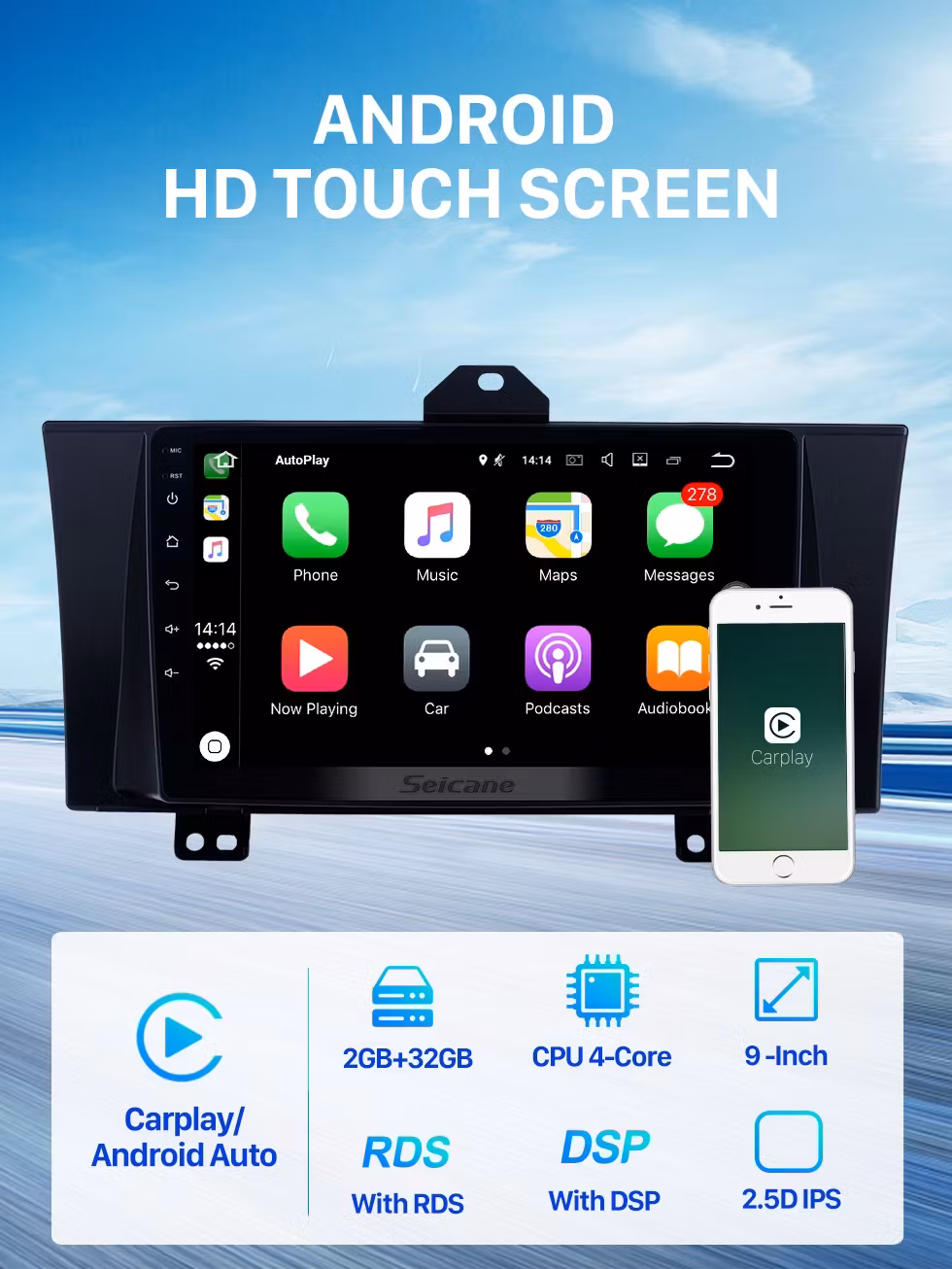 9"android 19 bilstereo Honda Flysion(2012--2015) gps, wifi, 32GB, blåtand, carplay