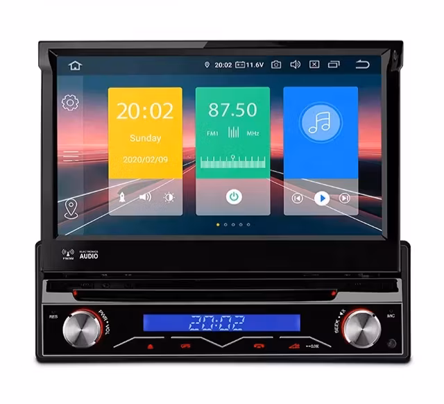 7"android 10,universal  bilsterro med löstagbar  frontpanel ,DVD-spelare, gps wifi,32Gb ROM,carplay, android auto  blåtand   rds