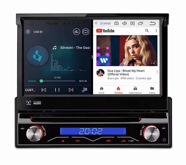 7"android 10,universal  bilsterro med löstagbar  frontpanel ,DVD-spelare, gps wifi,32Gb ROM,carplay, android auto  blåtand   rds