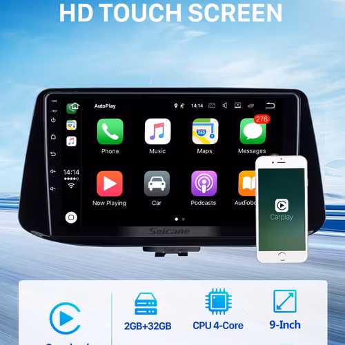9"android 10  ,bilstereo Hyundai i30  (2018--2019) gps wifi carplay android auto 32gb Blåtand DSP