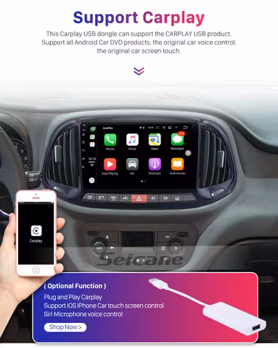 9" android 10, bilstereo  FIAT DOBLO (2015--2019) gps wifi carplay android auto blåtand rds Dsp  RAM:4GB, ROM:64GB  4G LTE