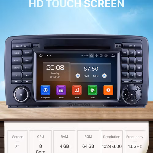 7"android 10 bilstereo Mercedes Benz R CLASS( 2006-- 2013) gps wifi carplay android auto blåtand rds Dsp 32gb