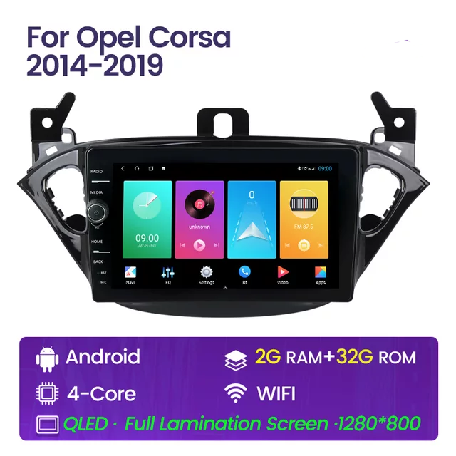 9"android 10, bilstereo OPEL CORSA( 2014---2019) gps wifi carplay android auto blåtand rds Dsp 32gb, 4G
