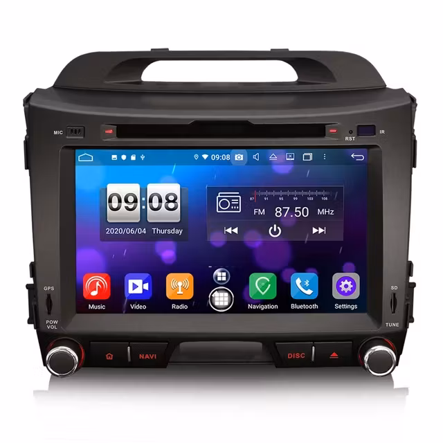 8" android 10,bilstereo Kia Sportage( 2010---2015) gps wifi carplay android auto blåtand rds Dsp 64gb, dvd spelare Dab