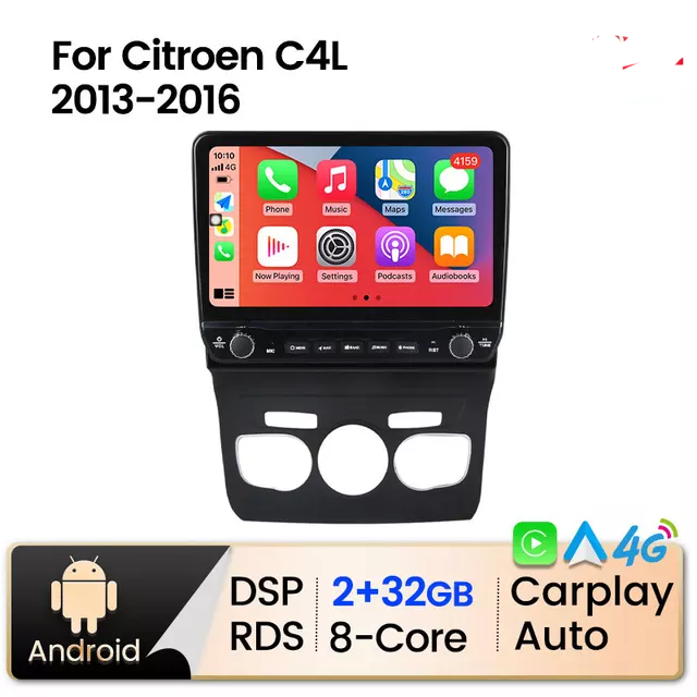 10.1"android 11,bilstereo Citroën C4L ( 2013---2016) gps wifi carplay android auto blåtand rds Dsp 32gb  4G