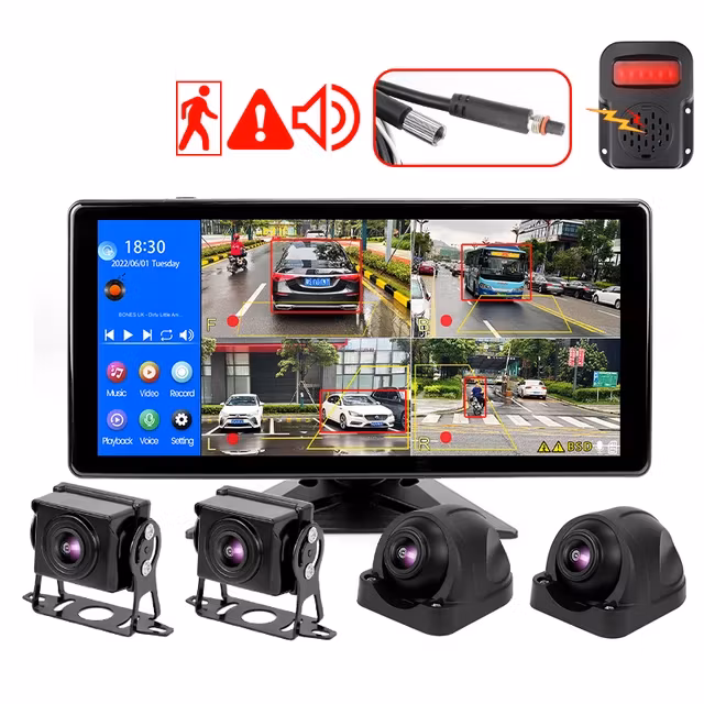 10.36" monitor med Dvr 4 kamerasystem  BSD ljudvarning