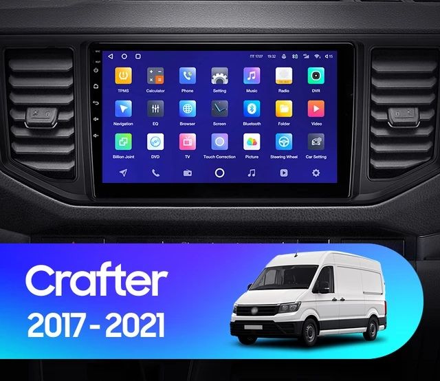 9"android 11, bilstereo  VW CRAFTER (2017----2021) GPS wifi carplay android auto blåtand rds Dsp 64gb 4G-MODUL