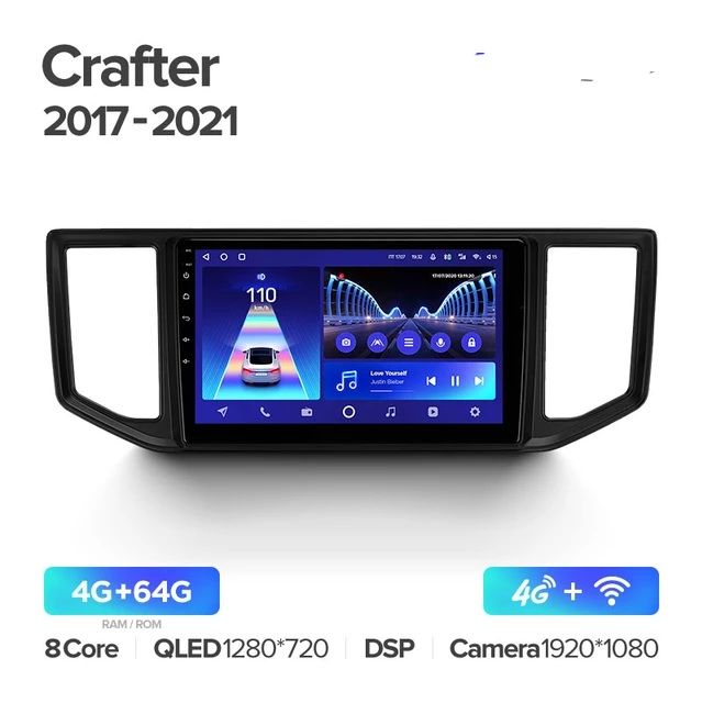 9"android 11, bilstereo  VW CRAFTER (2017----2021) GPS wifi carplay android auto blåtand rds Dsp 64gb 4G-MODUL