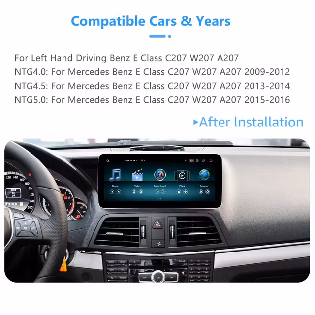 12.3" android 12 bilstereo Mercedes Benz  c207 w207 A207 NTG4.0 system (2009--2012) gps  carplay android auto  wifi   128GB dsp  4G LTE