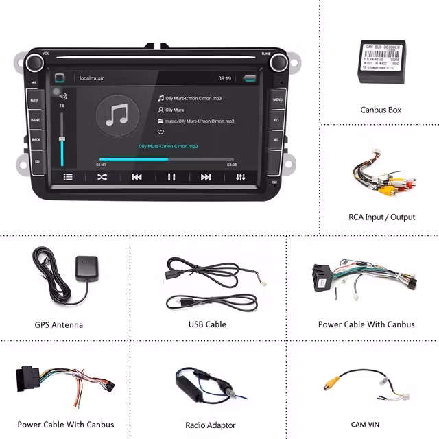 8"android 11 bilstereo  passat  golf 5/6 polo  gps wifi Bluetooth dsp  32gb carplay  rds wifi