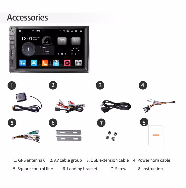7"android 12 bilstereo  2din universal  bilstereo RAM: 8GB , ROM: 128GB, DSP, gps,  carplay, 4G wifi