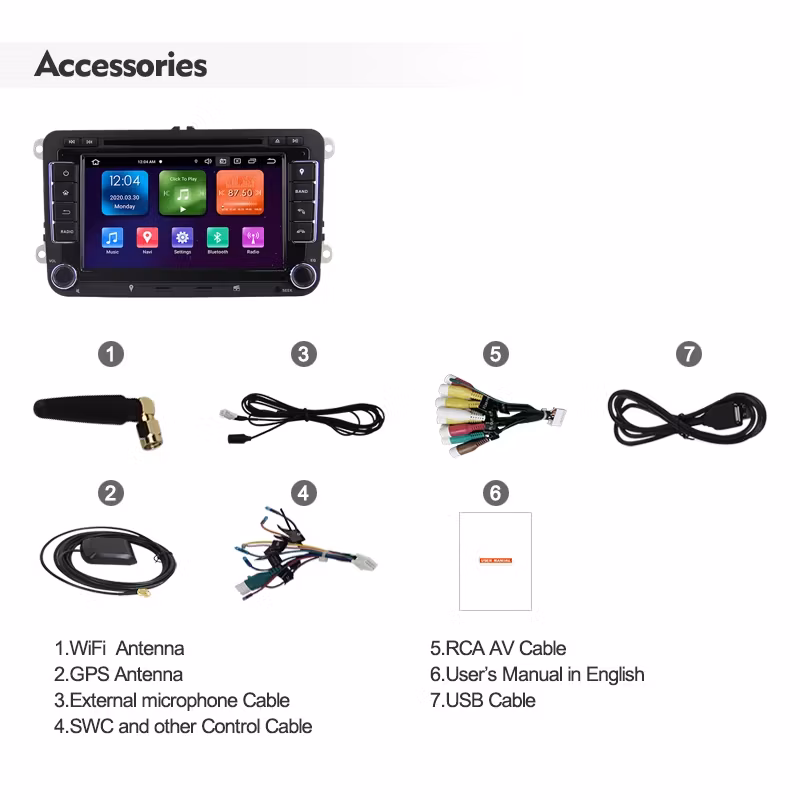 7"android 12. bilstereo  Vw passat , tiguan,Caddy, amork etc. ( gps ROM 64GB, RAM : 4GB  , carplay android auto blåtand rds Dsp blåtand wifi  4G