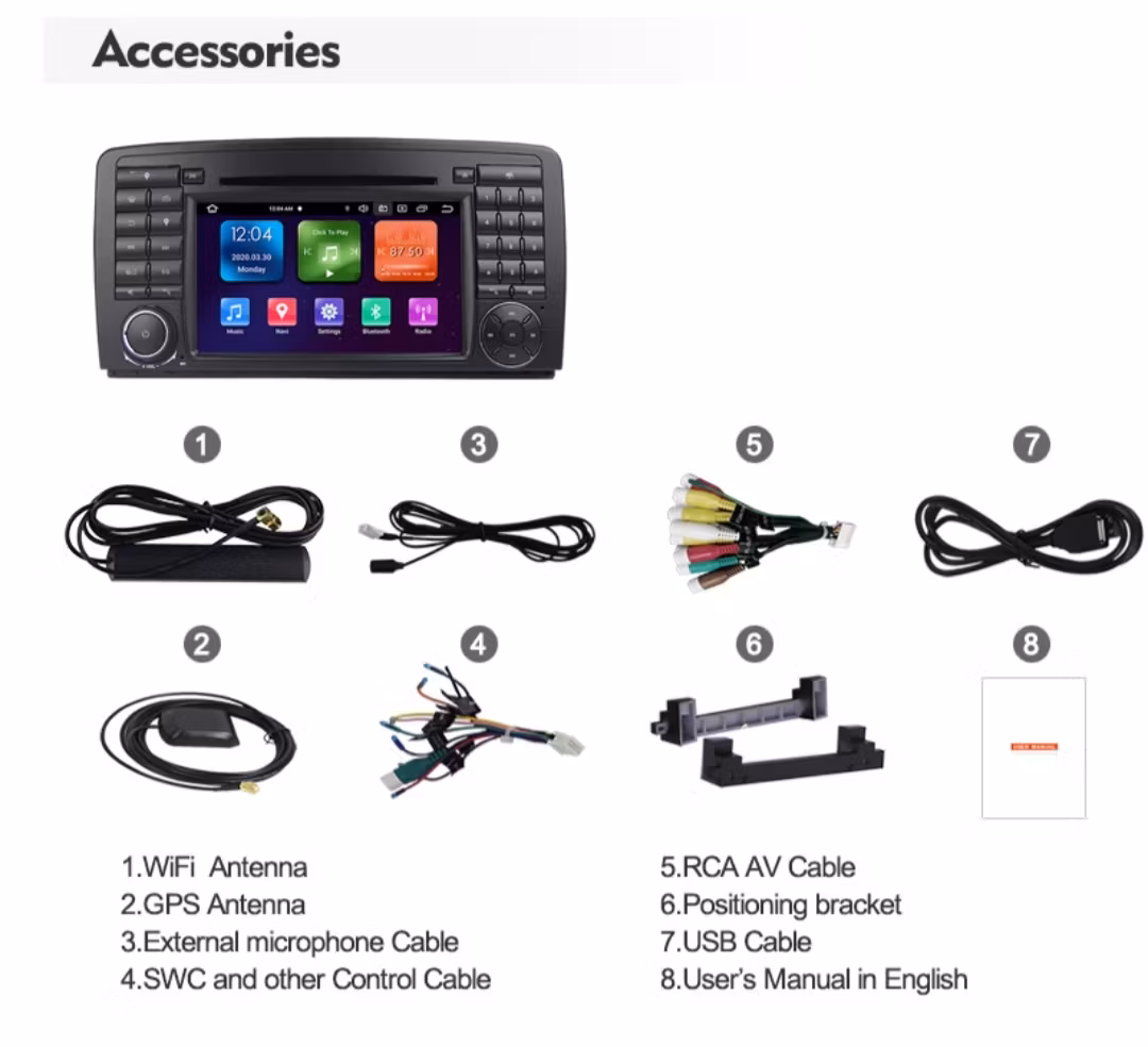 7" android 12 bilstereo Mercedes Benz R-klass W251 2006-2012(R280/R300/R320/R350/R500/R63 AMG) gps wifi carplay android auto blåtand rds Dsp 32gb WiFi-modul, dvd-spelare