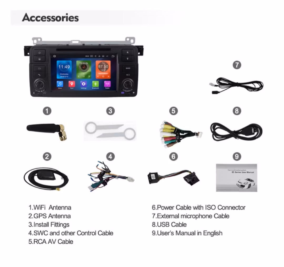 7"android  12 bilstereo  BMW E46/M3 /318i/320i/325i ( 1998---2006) gps carplay android auto blåtand rds Dsp 64gb 4g Wifi dvd spelare