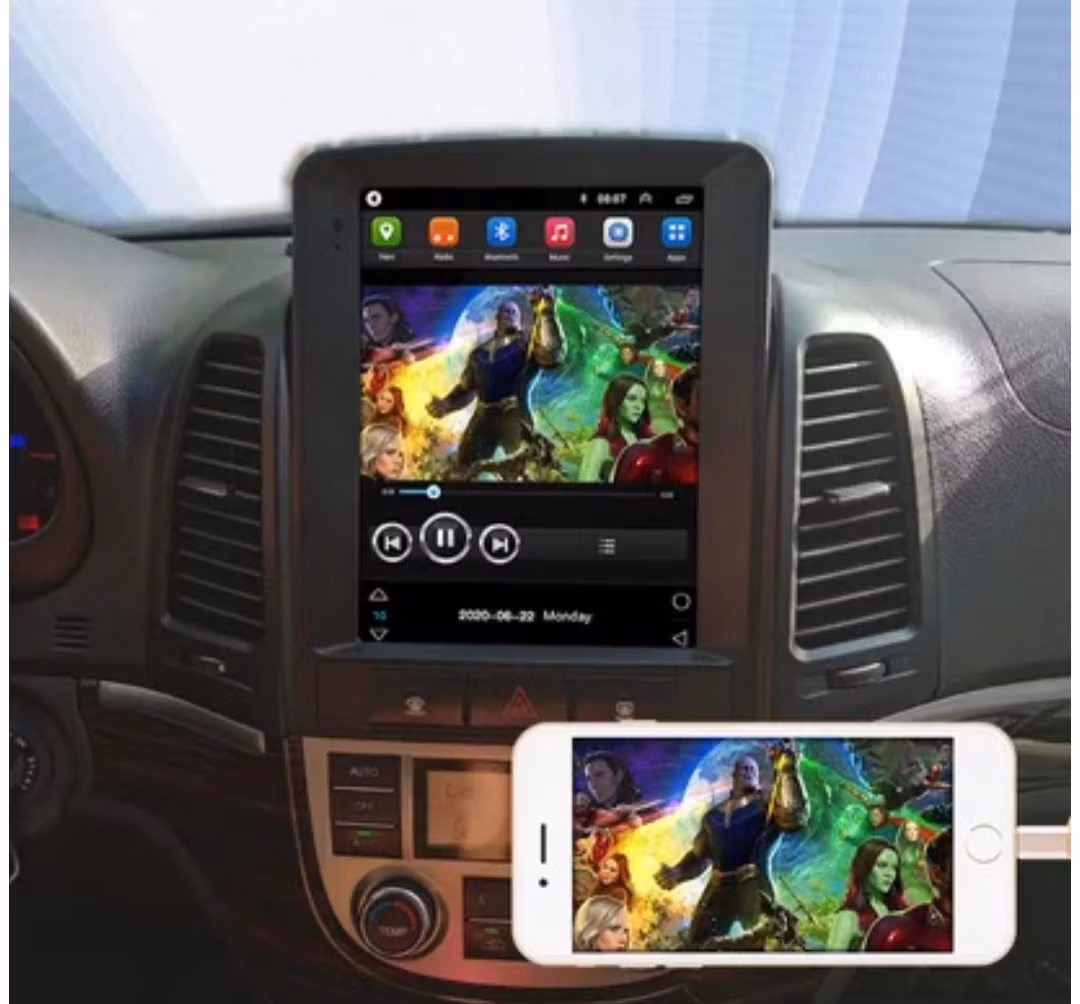 9.7"android 12 bilstereo Hyundai  santafe (2006--2012) gps wifi carplay android auto blåtand rds Dsp 64gb 4g WiFi-modul