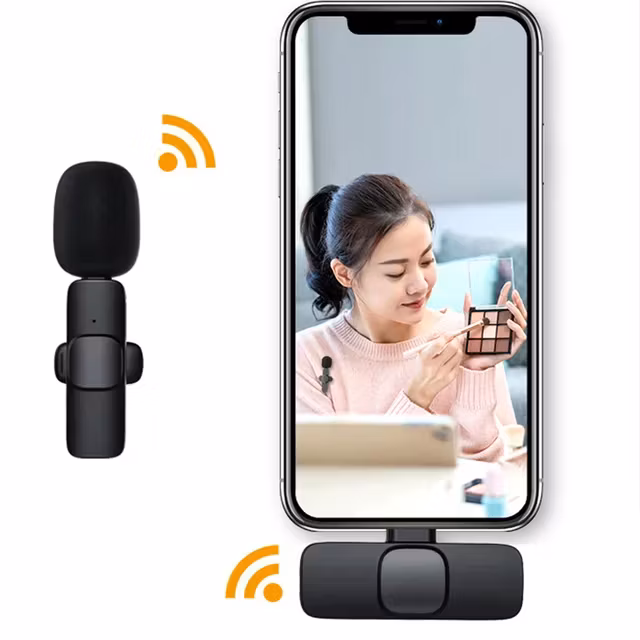 Trådlös lavalier mikrofon system till iphone_ Bluetooth högtalare,  systemkamera och ipad