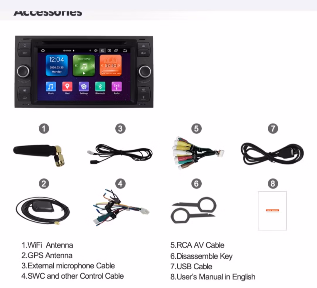 7" android 12. Bilstereo ,dvd-spelare  Ford kuga/Transit/s-max  /Connect/ Fusion/Galaxy/ Fiesta(2005---2011) GPS wifi carplay android auto blåtand rds Dsp  32Gb
