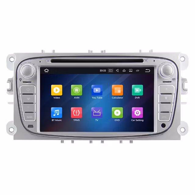 7" android 12. Silver Bilstereo ,dvd-spelare  Ford Mondeo/Focus/s-max  /C-max/ Galaxy/(2007---2011) GPS wifi carplay android auto blåtand rds Dsp  GSM 64GB, 4G wifi modul