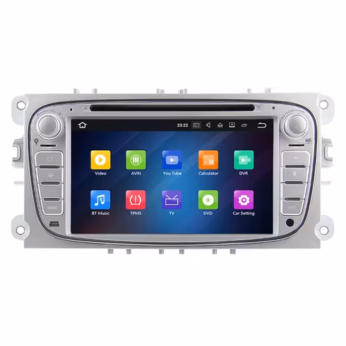 7" android 12. Silver Bilstereo ,dvd-spelare  Ford Mondeo/Focus/s-max  /C-max/ Galaxy/(2007---2011) GPS wifi carplay android auto blåtand rds Dsp  GSM 64GB, 4G wifi modul