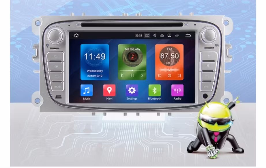 7" android 12. Silver Bilstereo ,dvd-spelare  Ford Mondeo/Focus/s-max  /C-max/ Galaxy/(2007---2011) GPS wifi carplay android auto blåtand rds Dsp  GSM 128 GB, 4G wifi modul