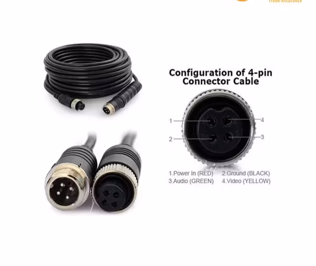 CCTV Backkameras  Kabel 20M förlängning 4 Pin 4 Pin Aviation