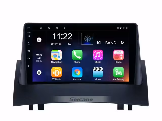9"android 11 bilstereo  Renault megane II (2004--2008) gps wifi carplay android auto blåtand rds Dsp 32gb 4G wifi modul