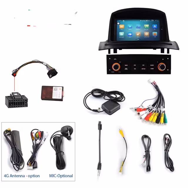 7"android 12 Renault megane 2 (2002--2008) gps wifi carplay android auto blåtand rds Dsp 64gb 4G SIM dvd-spelare