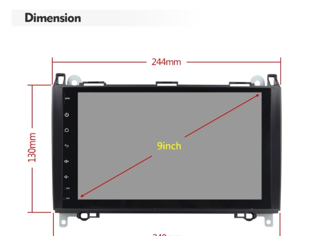 9" android 12, bilstereo Mercedes Benz Sprinter Viano Vito (2006  --2016) gps wifi carplay android auto blåtand rds Dsp 128GB 4G SIM