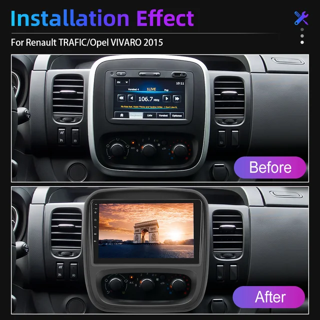 9"android 12, bilstereo  Opel Vivaro (2010--2015) gps wifi carplay android auto blåtand rds Dsp RAM 4GB,ROM: 64GB,4GSIM