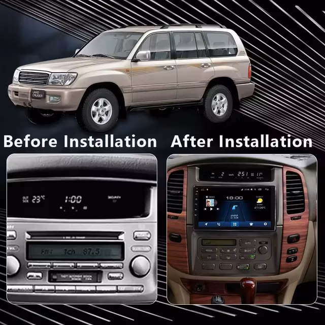 9"android 13 bilstereo  Toyota Land  Cruiser (2003---2008) gps wifi carplay android auto blåtand rds Dsp RAM:8GB, ROM: 128GB, 4GSIM