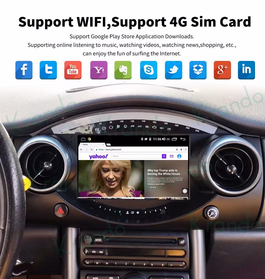 9" Android 13 bilstereo Mini Cooper S R50 R52 R53 (2004 - 2006) GPS wifi carplay android auto blåtand rds Dsp, RAM:2 GB, ROM: 32 GB,