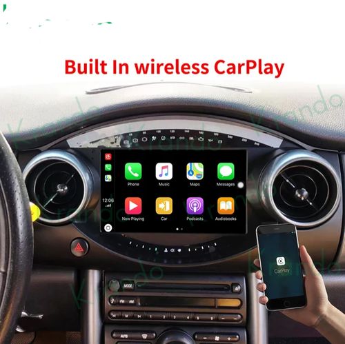 9" Android 13, bilstereo Mini Cooper S R50 R52 R53 (2004 - 2006) GPS wifi carplay android auto blåtand rds Dsp, RAM:4 GB, ROM: 64 GB, 4GSIM