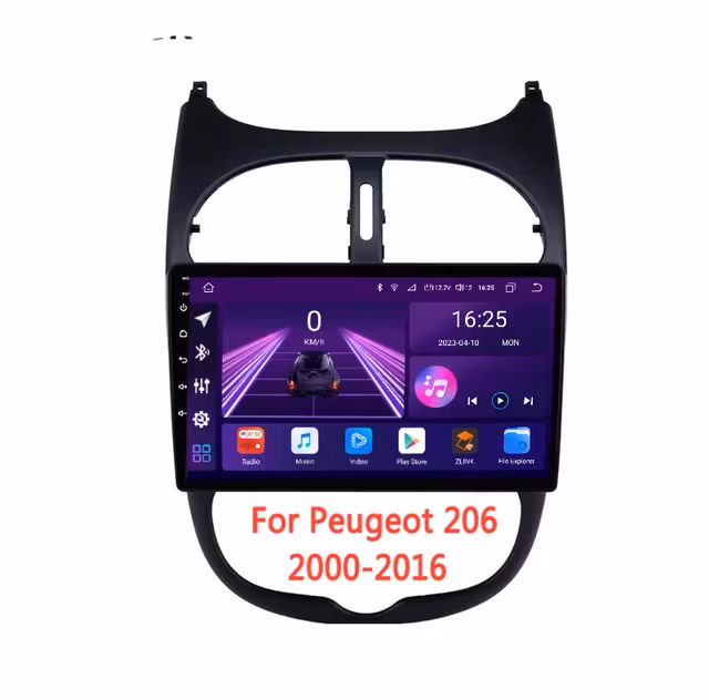9" android 12 bilstereo  Peugeot  206( 2000---2016) gps wifi carplay android auto blåtand rds Dsp RAM:4GB, ROM:, 4G SIM