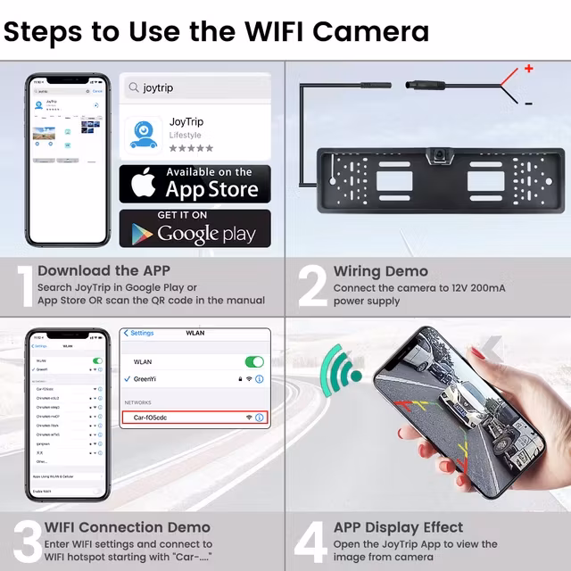 4G/5G wifi vattentät bilnummerskylt backkamera