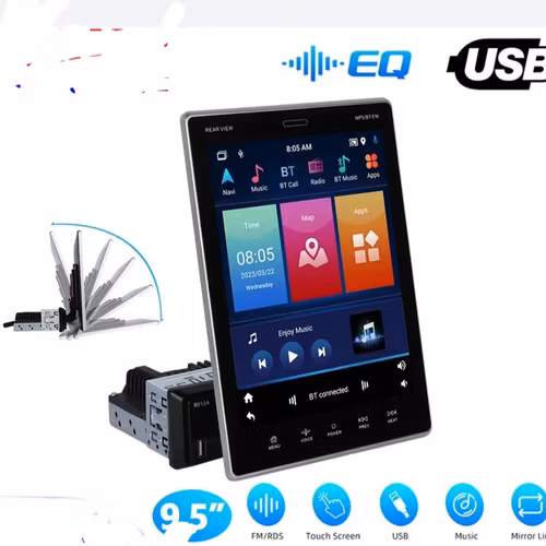 9.5" android 12  enkel Din bilstereo carplay, android auto,gps Bluetooth, backkamera anslutning,wifi,64GB minne