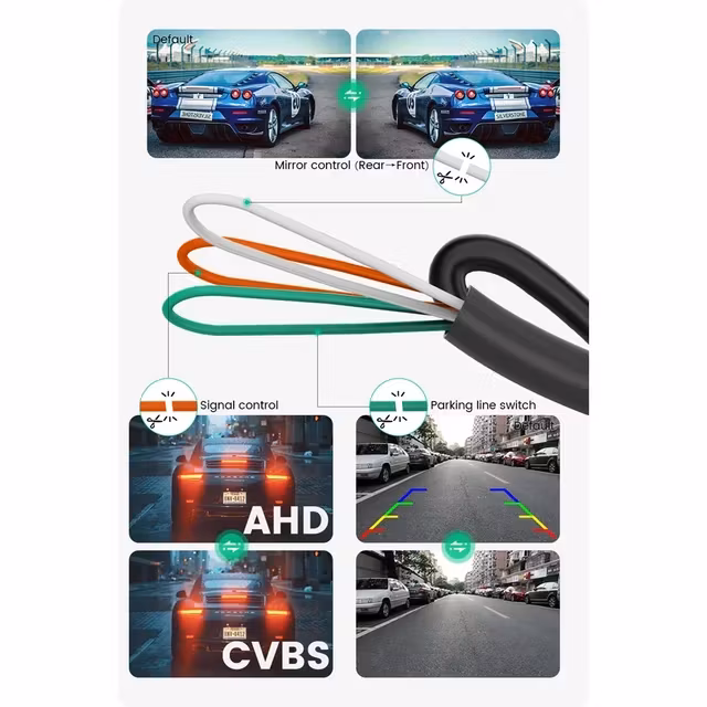 170° AHD  vit vattentät backkamera
