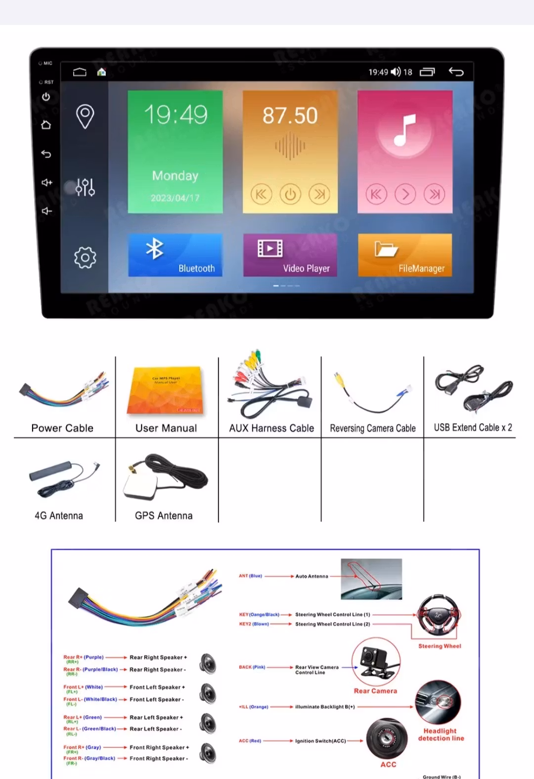 9"android 12, 2Din universal bilstereo, med 4G, 5G wifi,gps, ROM: 64GB,RAM:4GB