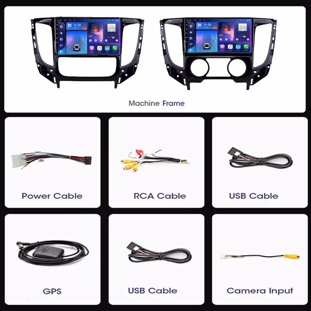 9"android 13  bilstereo  Mitsubishi L200 ( 2015---2019) gps wifi carplay android auto blåtand rds Dsp  Ram: 4GB, ROM: 64GB, 4G LTE
