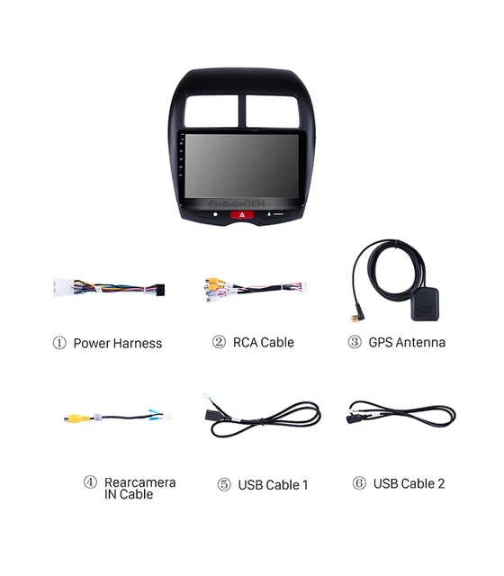 10,1" android 12, bilstereo Mitsubishi Asx (2010 -- 2016) gps wifi carplay android auto blåtand rds Dsp RAM:8GB ROM:  128GB,4G LTE