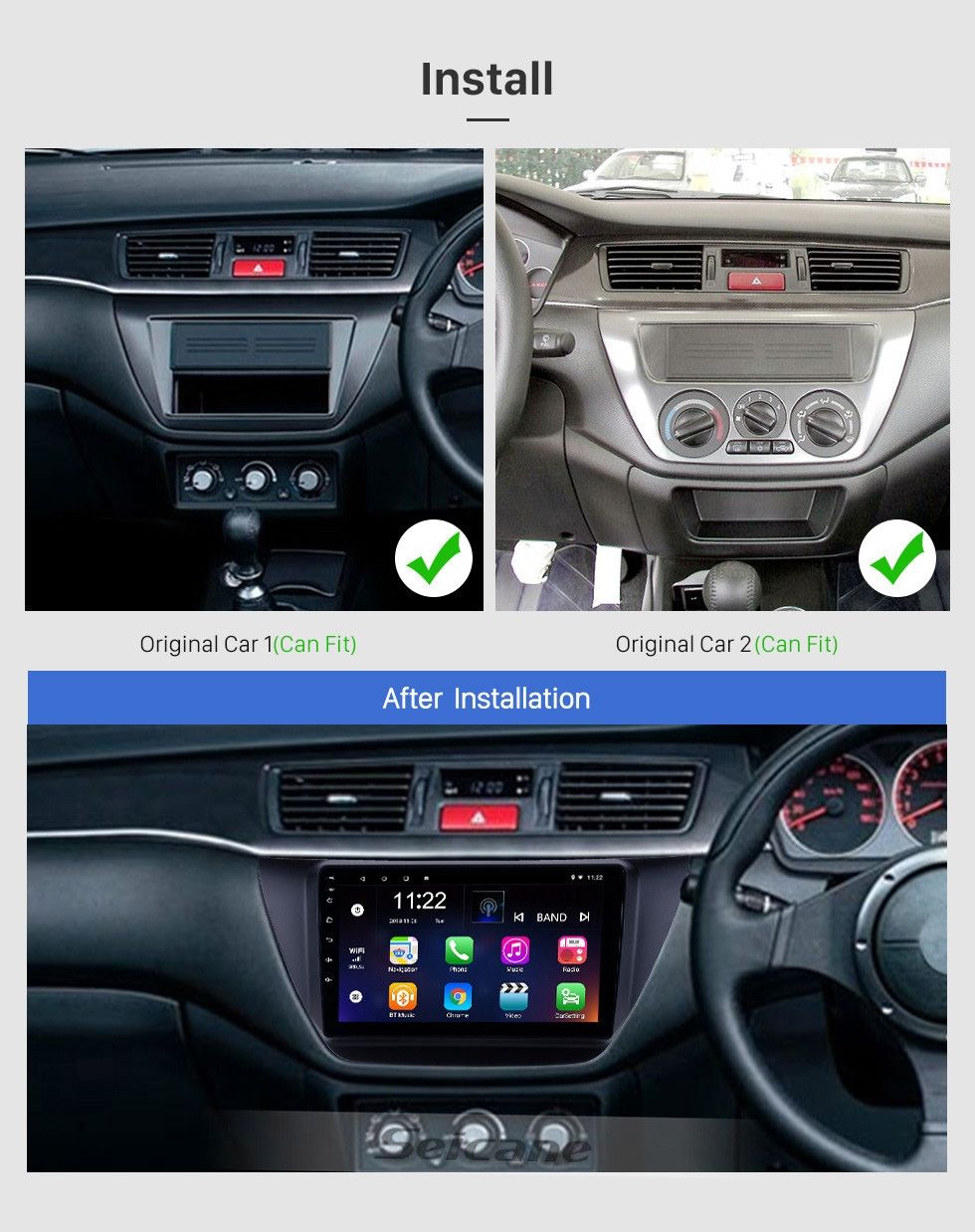 9"android 11,bilstereo Mitsubishi Lancer 9 (2006---2010) gps wifi carplay android auto blåtand rds Dsp RAM:2GB, ROM:32GB,4G LTE