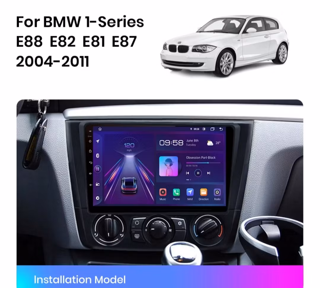 9"android 12, bilstereo  BMW 1 SERIES E88,72,81,87(2004--2011) gps wifi carplay android auto blåtand rds Dsp RAM:6GB ROM:128GB,4G LTE