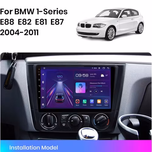9"android 12, bilstereo  BMW 1 SERIES E88,72,81,87(2004--2011) gps wifi carplay android auto blåtand rds Dsp RAM:6GB ROM:128GB,4G LTE