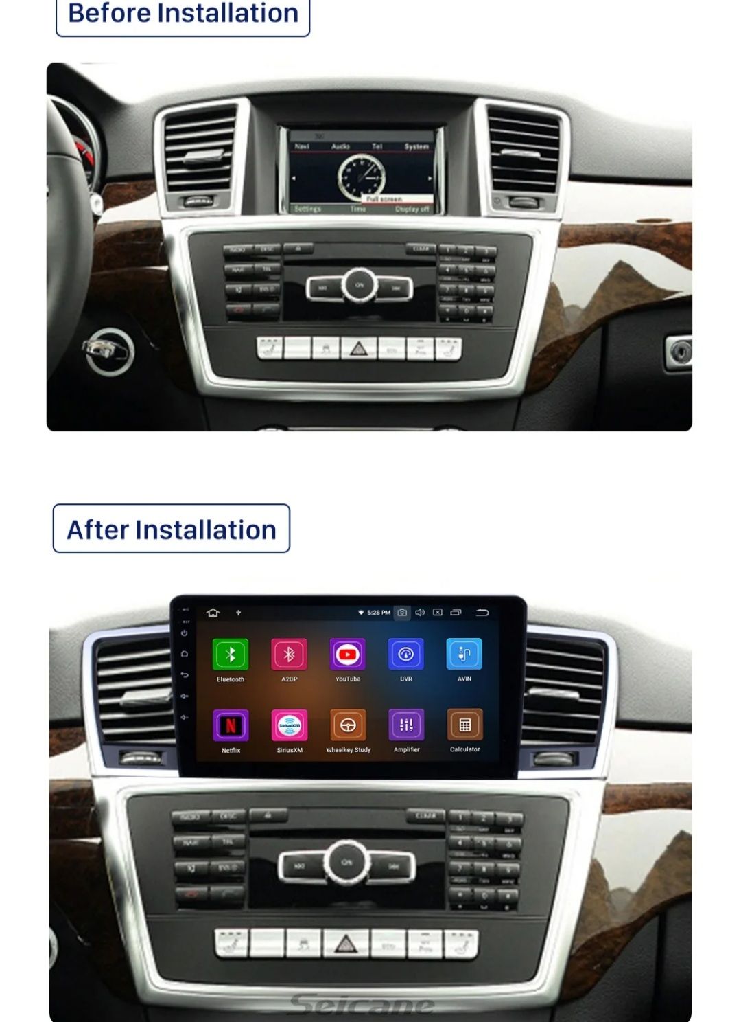 9"android 12, bilstereo Mercedes Benz ML ,GL350 (2014--2015) GPS, WIFI,Rom: 64GB, blåtand,carplay ,RAM:4GB, 4G LTE