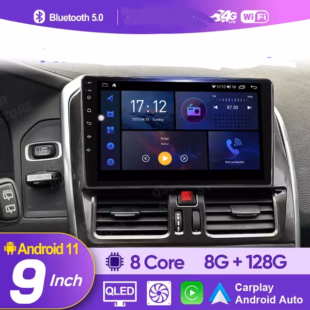 9"android 12, bilstereo  Volvo xc60 (2014--2017),wifi, gps ,carplay, blåtand  carplay, android auto, RDS  DSP, RAM:8GB,ROM:128GB, 4G  LTE