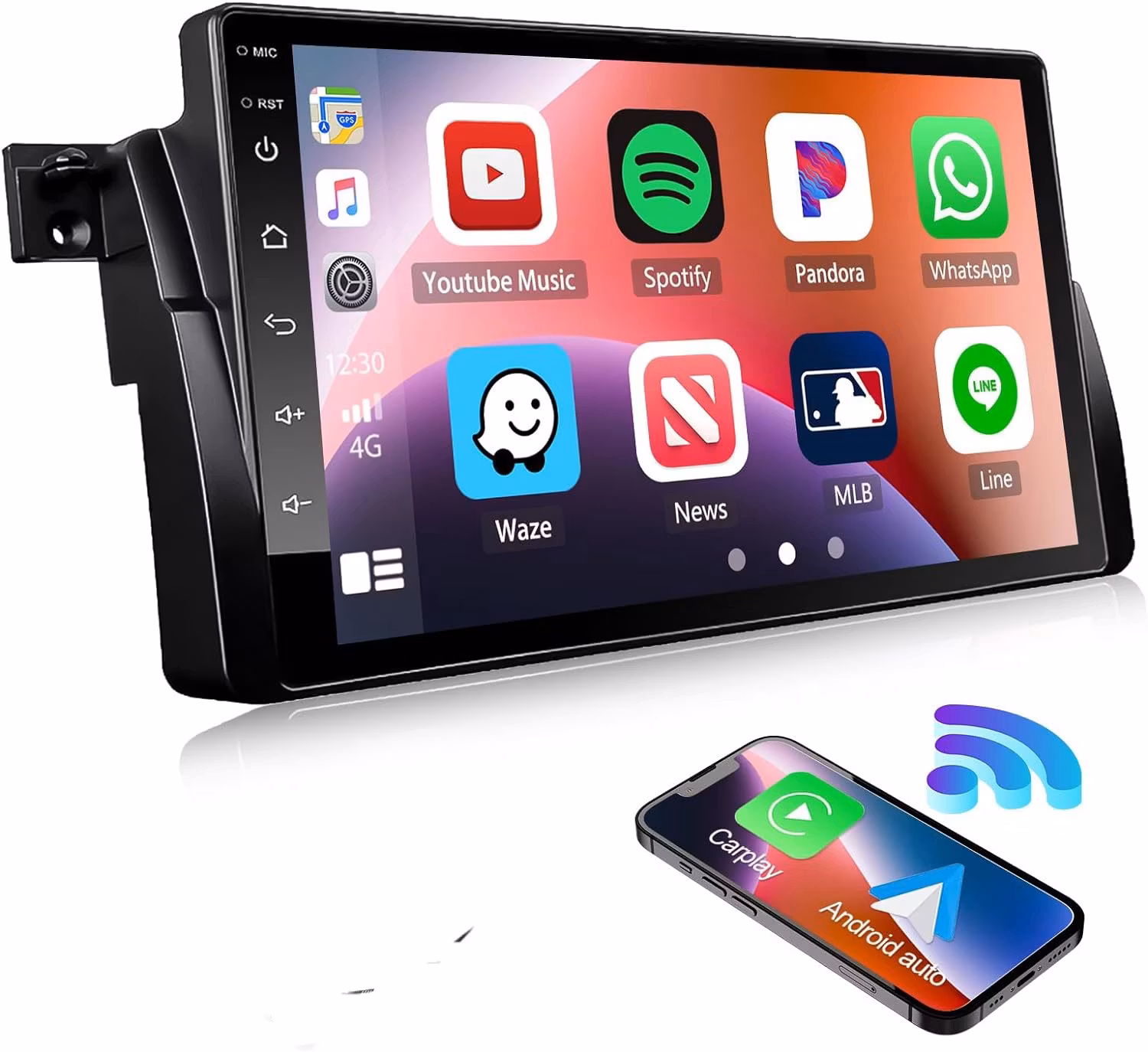 9"android 12, bilstereo BMW 3 serie E46,M3,Rover 75,  MG ZT(1998--2006) gps wifi carplay android auto blåtand rds Dsp RAM:4GB,ROM: 64GB  4G LTE
