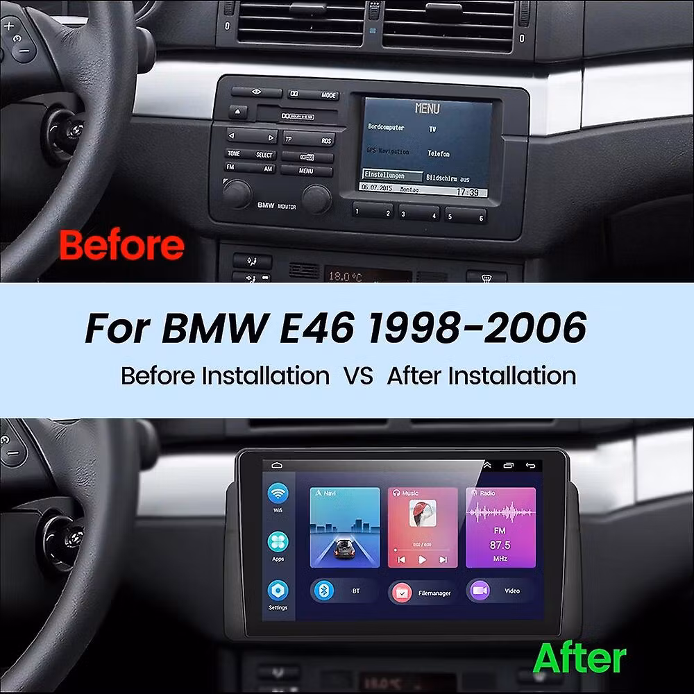 9"android 12, bilstereo BMW 3 serie E46,M3,Rover 75,  MG ZT(1998--2006) gps wifi carplay android auto blåtand rds Dsp RAM:4GB,ROM: 64GB  4G LTE
