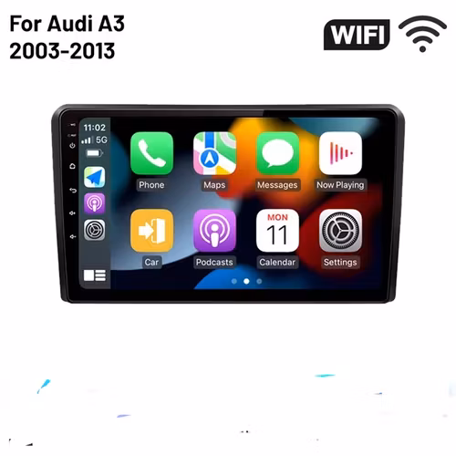 9" android 12 bilstereo  Audis  A3( 2003---2013) gps wifi carplay android auto blåtand rds Dsp RAM:4GB ROM:64GB  4G LTE