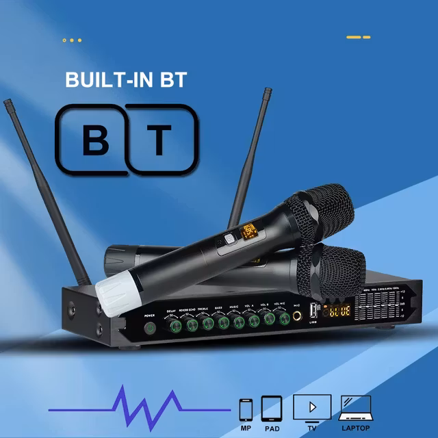 Trådlös UHF Karaoke mikrofonsystem ned Bluetooth